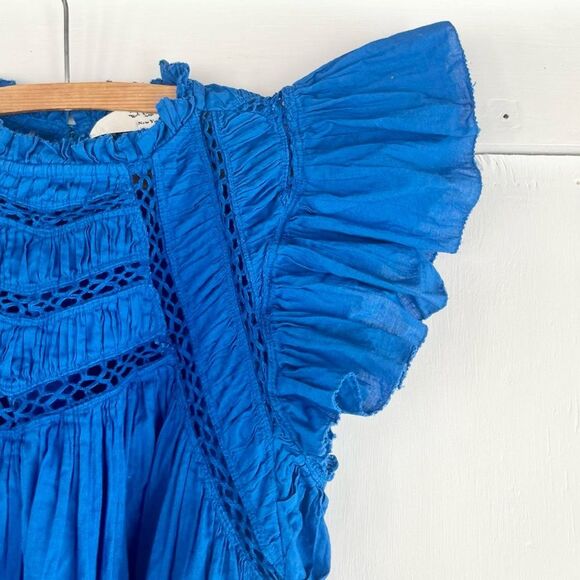 $250 Sea New York Organic Cotton Cottage Prairie Flutter Sleeve Top XS Womens - Picture 6 of 8